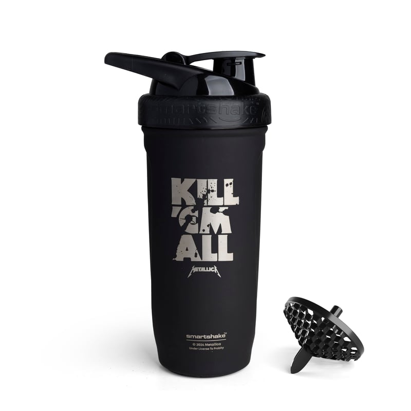 Smartshake Rockband Reforce shaker za proteine od nehrđajućeg čelika, 900 ml, poklopac na navoj koji ne propušta, bez BPA, Metallica Kill Em All