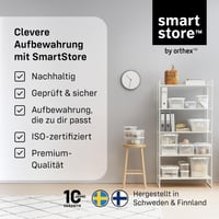 SmartStore 14-litrový priehľadný úložný box s vekom, vystužený plast, vhodný na potraviny, klipový uzáver, bez BPA, 4 ks, 40x30x18 cm, stohovateľný 7