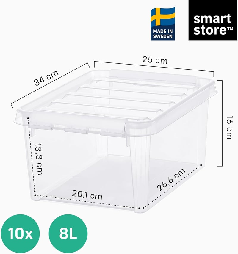 SmartStore 8L Tárolódoboz Szett 10db Átlátszó Élelmiszer Biztos Záródó
