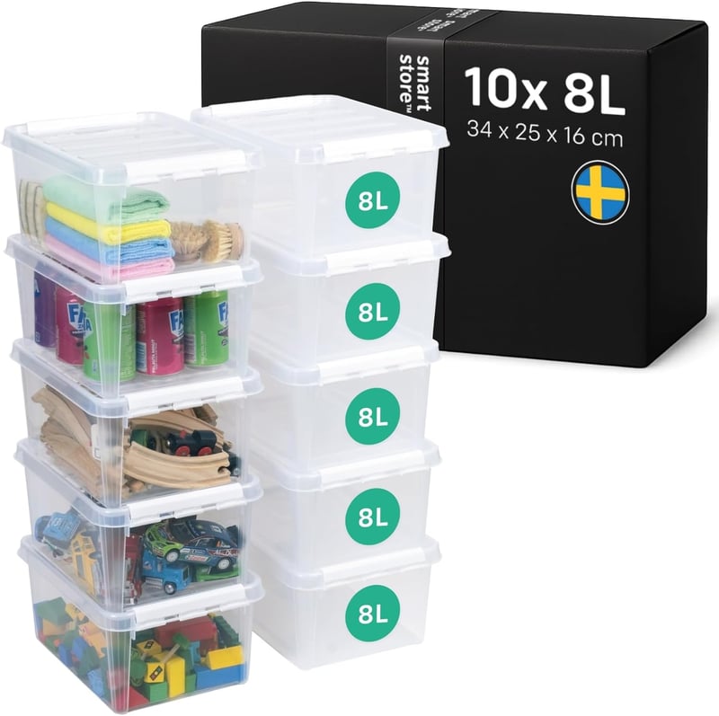 SmartStore 8L Tárolódoboz Szett 10db Átlátszó Élelmiszer Biztos Záródó