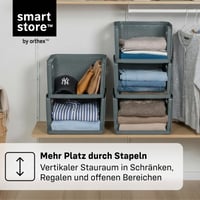 Organizér do skrine SmartStore 18 l, sivý s rúčkami, 4 ks – úložný košík do šatníka — odlomený roh zásuvky (stav: pozri 2. obrázok) 11