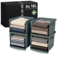 Organizér do skrine SmartStore 18 l, sivý s rúčkami, 4 ks – úložný košík do šatníka — odlomený roh zásuvky (stav: pozri 2. obrázok) 1