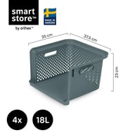 Organizér do skrine SmartStore 18 l, sivý s rúčkami, 4 ks – úložný košík do šatníka — odlomený roh zásuvky (stav: pozri 2. obrázok) 4