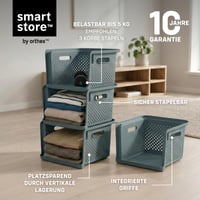 Organizér do skrine SmartStore 18 l, sivý s rúčkami, 4 ks – úložný košík do šatníka — odlomený roh zásuvky (stav: pozri 2. obrázok) 5