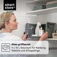 Organizér do skrine SmartStore 18 l, sivý s rúčkami, 4 ks – úložný košík do šatníka — odlomený roh zásuvky (stav: pozri 2. obrázok) 6