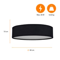 Čierne textilné stropné svietidlo Smartwares s priemerom 40 cm, 3x pätica E14, látkové tienidlo 3