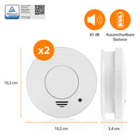 Smartwares Dymový hlásič 2 ks – optický senzor, životnosť 10 rokov, testovacie tlačidlo, 85 dB, certifikát TÜV – 10.048.28 3