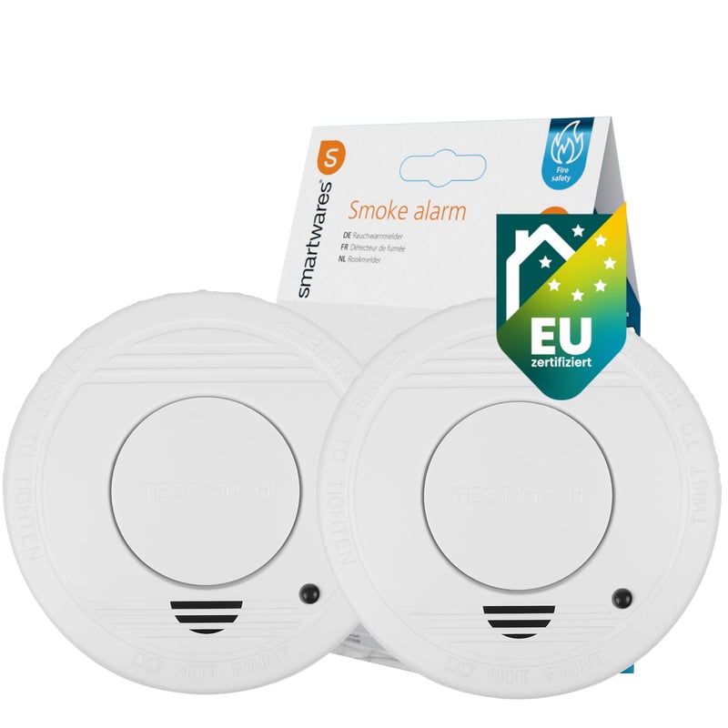 Smartwares Dymový hlásič 2 ks – optický senzor, životnosť 10 rokov, testovacie tlačidlo, 85 dB, certifikát TÜV – 10.048.28