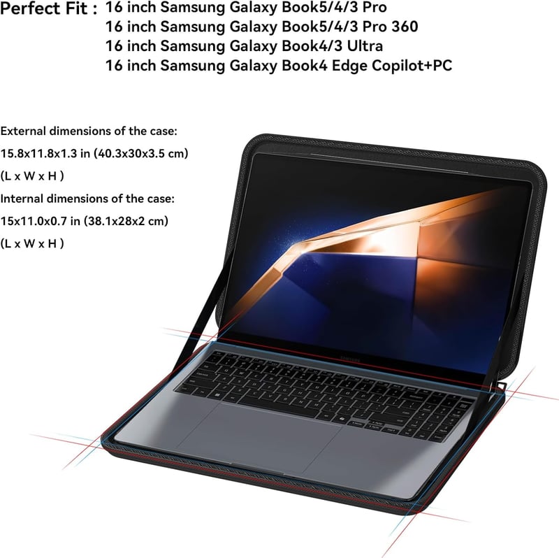 Smatree 16 colos kemény laptop tok Samsung Galaxy Book 3 Pro Business Ultra 16 készülékhez - Vízálló, karcsú, védő hordtáska notebookhoz