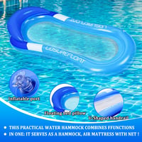 Hamac gonflabil pentru piscină Smdbzda cu plasă, șezlong plutitor 2 în 1 pentru adulți, saltea pneumatică de grădină pentru petreceri la piscină sau la plajă, albastru 3
