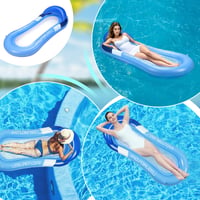 Hamac gonflabil pentru piscină Smdbzda cu plasă, șezlong plutitor 2 în 1 pentru adulți, saltea pneumatică de grădină pentru petreceri la piscină sau la plajă, albastru 7