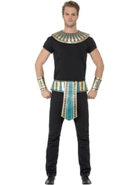 Smiffys egyptský kostým v zlatej farbe s golierom, náramkami a opaskom na Halloween a karneval 3