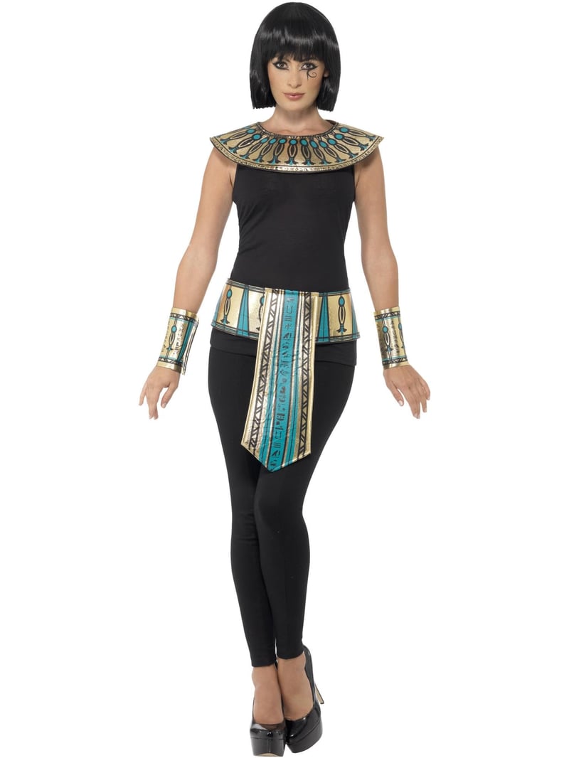 Smiffys egyptský kostým v zlatej farbe s golierom, náramkami a opaskom na Halloween a karneval