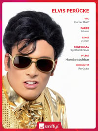 Smiffys Elvis parochňa ku kostýmu čierna halloweenska parochňa doplnok ku kostýmu pre dospelých 3
