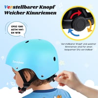 Detská cyklistická prilba Smilfree pre chlapcov a dievčatá - Ľahká skateboardová prilba na bicykel, kolobežku, BMX - Modrá, veľkosť M 3