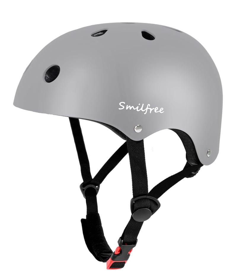 Detská cyklistická prilba Smilfree pre chlapcov a dievčatá - Ľahká skateboardová prilba na bicykel, kolobežku, BMX, veľkosť M, sivá