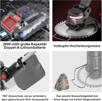 SMILOVII 21V Akkus Fűnyíró 3in1 Kefe Vágó 8500 rpm Teleskópos Nyéllel 3