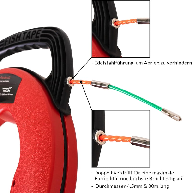 Smith-Products 30m Kábelhúzó 4,5mm Spirál Visszahúzható Vezeték