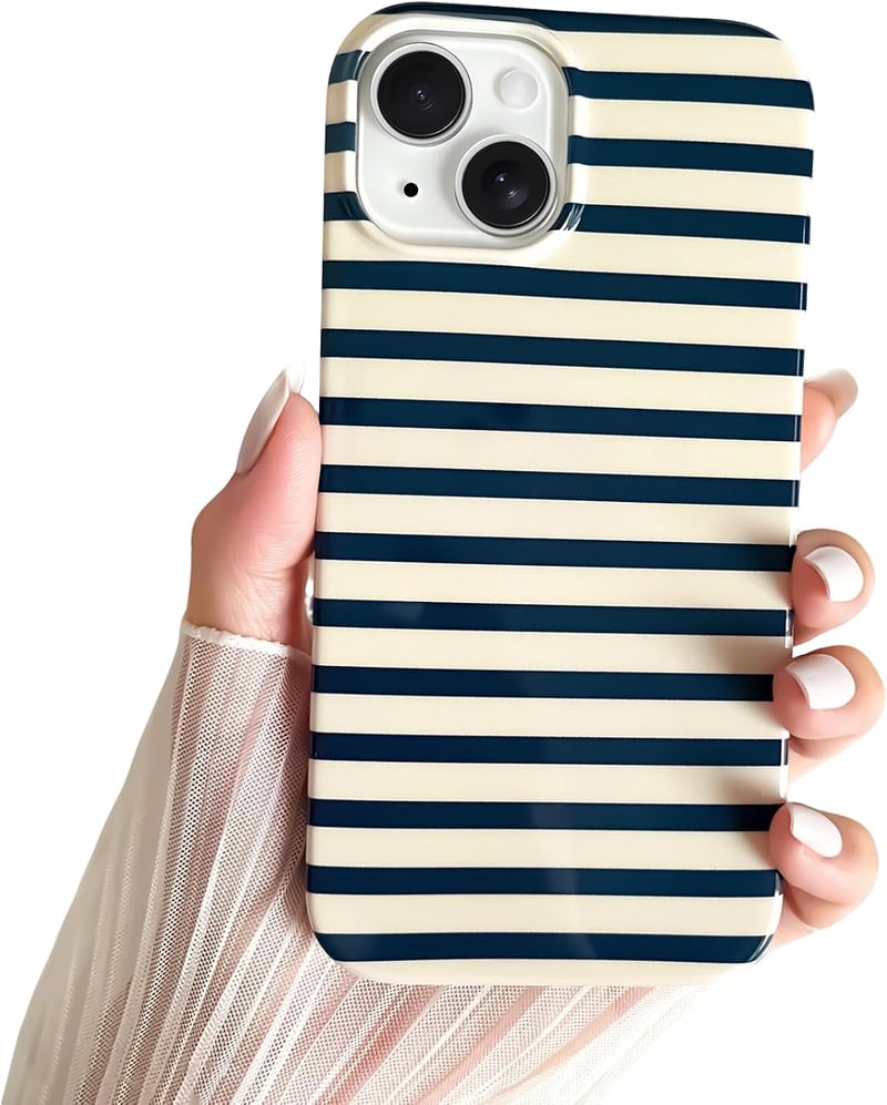 SmoBea iPhone 13 csíkos TPU tok - sötétkék