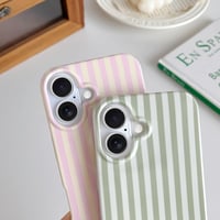 Husă SmoBea pentru iPhone 16 - Model cu dungi, TPU moale, subțire, rezistentă la șocuri, pentru femei și fete, verde salvie 3