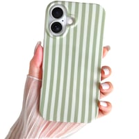 Husă SmoBea pentru iPhone 16 - Model cu dungi, TPU moale, subțire, rezistentă la șocuri, pentru femei și fete, verde salvie 1