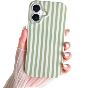 Husă SmoBea pentru iPhone 16 - Model cu dungi, TPU moale, subțire, rezistentă la șocuri, pentru femei și fete, verde salvie