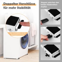 SMONTER 2 darab mosógép alátét keret kerekekkel fékkel teherbírás 300 kg fehér, hűtő, szárítógép, mosogatógép talapzathoz 4