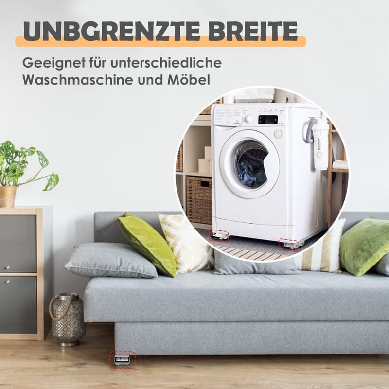 SMONTER 2 darab mosógép alátét keret kerekekkel fékkel teherbírás 300 kg fehér, hűtő, szárítógép, mosogatógép talapzathoz