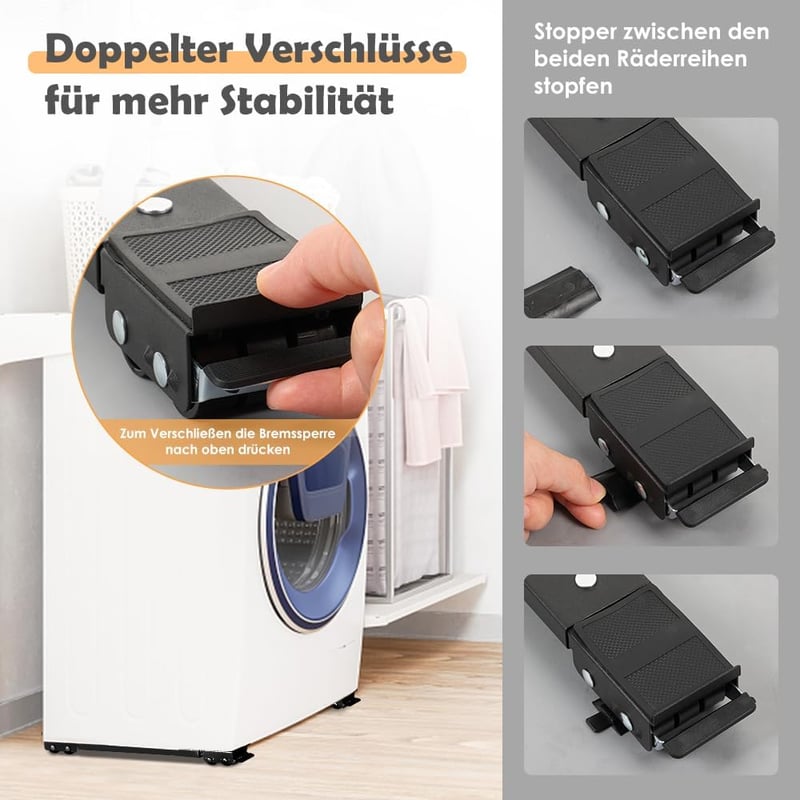 SMONTER 2 db mosógép alátét kerekekkel 300 kg terhelhetőség fékkel