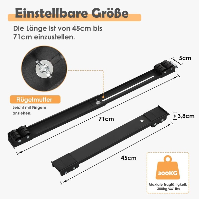 SMONTER 2 db mosógép alátét kerekekkel 300 kg terhelhetőség fékkel