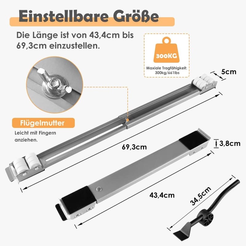 SMONTER 2 db mosógép alátét keret bútoremelővel és fékes kerekekkel 300 kg teherbírás hűtőhöz szárítógéphez mosogatógéphez ezüst