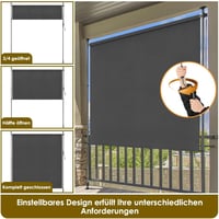 SMONTER Függőleges Napellenző 200x316cm - Kézi Tekerős, Szélálló, Vízálló Árnyékoló Erkélyre, Teraszra, Fúrás Nélkül 4