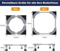SMONTER Mosógép Alap Keret 4 Erős Lábbal 19-21,9 cm Magasság Csúsztatható Talapzat 5