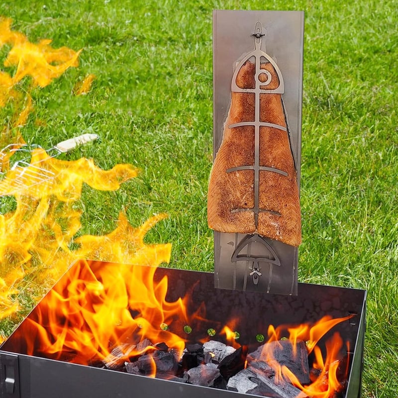 smtfcty Lángos Lazac Grillezőlap Rozsdamentes Acél 51cm - Tűzcsészéhez és Kerti Grillhez