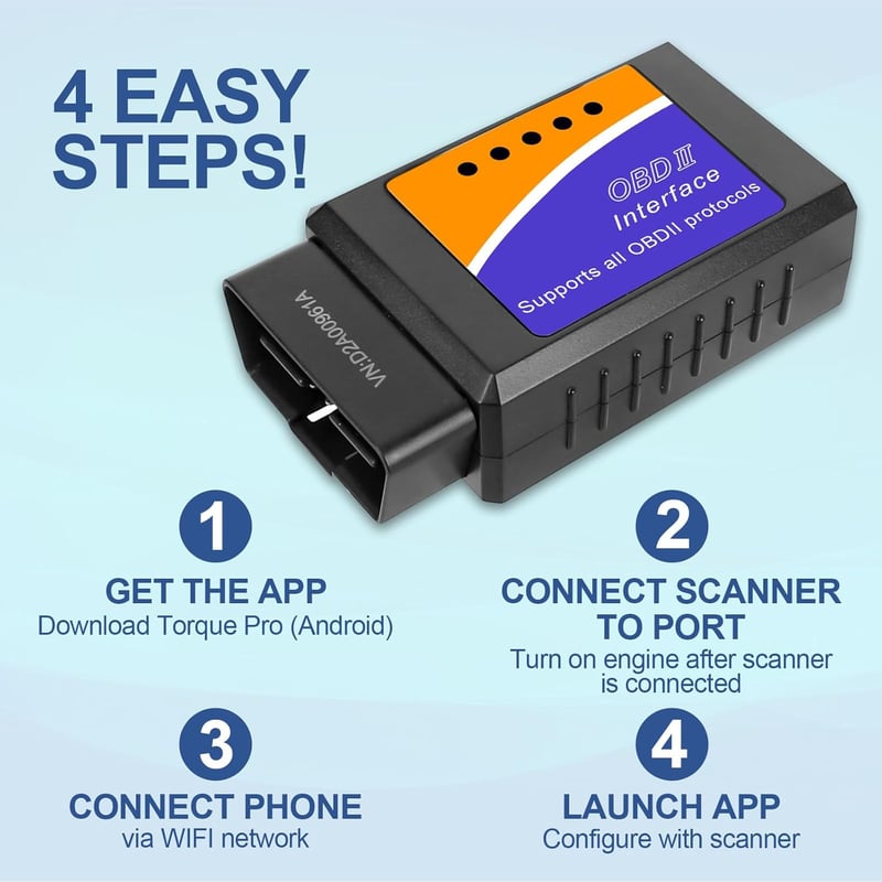 smtfcty WiFi OBD2 Autódiagnosztikai Adapter - Kompatibilis iOS, iPhone, iPad és Android Eszközökkel - Bluetooth Csatlakozás Minden OBD2 Prot
