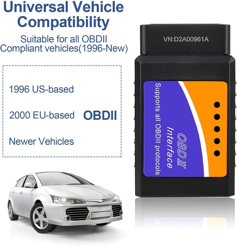 smtfcty WiFi OBD2 Autódiagnosztikai Adapter - Kompatibilis iOS, iPhone, iPad és Android Eszközökkel - Bluetooth Csatlakozás Minden OBD2 Prot