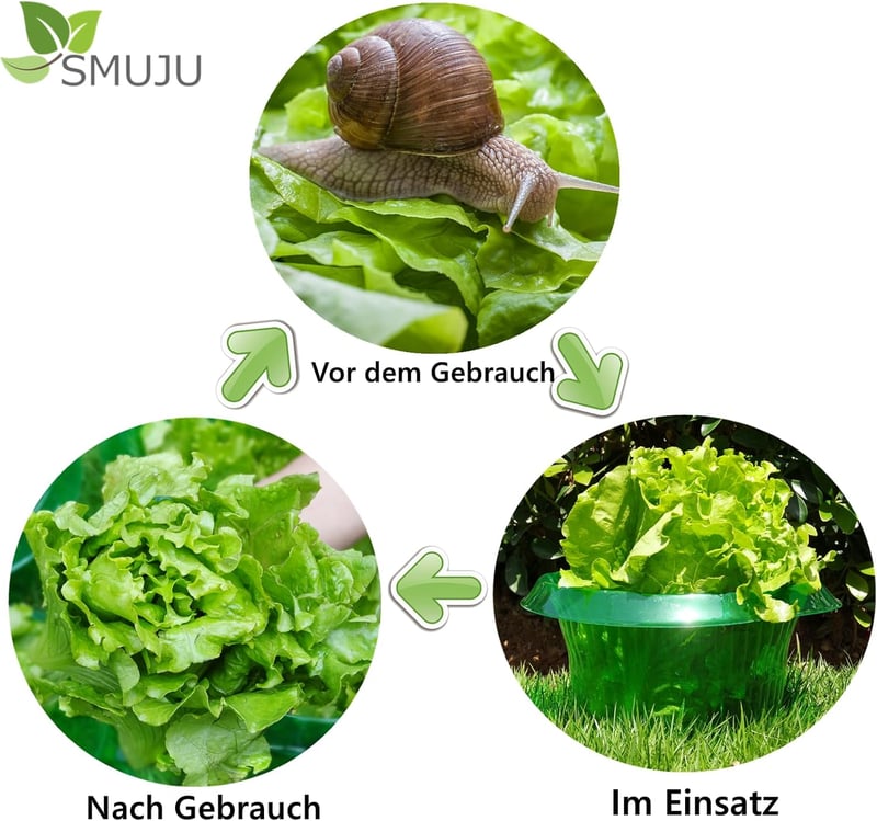 SMUJU 20 db Csigavédő Gyűrű 24 cm Zöld - Növényvédelem Salátához és Káposztához - Schneckenkragen, Pack of 20