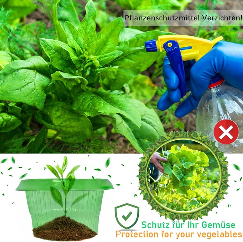SMUJU 20 db Csigavédő Gyűrű 24 cm Zöld - Növényvédelem Salátához és Káposztához - Schneckenkragen, Pack of 20