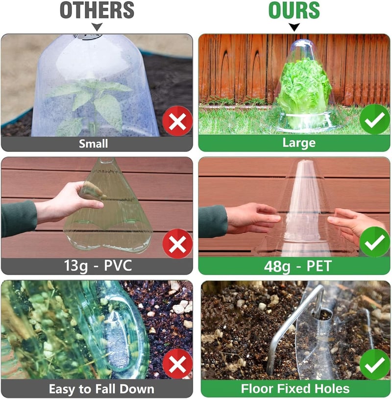 25 bucăți Clopot de protecție plante, Transparent, Protecție salată, Protecție plante împotriva păsărilor și melcilor