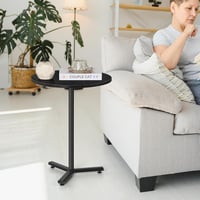 smusei Kerek Kávézóasztal 48 cm Fekete Fa Nappali Asztal Kis Helyhez 5