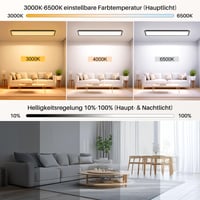 LED stropné svietidlo SNADER s diaľkovým ovládaním, 120x30 cm, 44W, 4400 lm, stmievateľné, 3000K-6500K, nočné svetlo, do spálne, detskej izby, obývačky 3