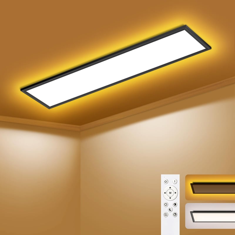 LED stropné svietidlo SNADER s diaľkovým ovládaním, 120x30 cm, 44W, 4400 lm, stmievateľné, 3000K-6500K, nočné svetlo, do spálne, detskej izby, obývačky