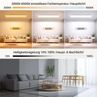 SNADER LED stropna svjetiljka s prigušivanjem, 120x30 cm, 44W 4400LM s daljinskim upravljačem, 3000K-6500K, noćno svjetlo, ravni panel za spavaću i dječju sobu 3