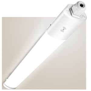 Plafonieră LED SNADER cu senzor de mișcare 48W 5280lm 4000K 150cm IP65 — corp de iluminat curbat, accesorii de fixare (stare: vezi poza a 2-a)