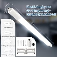 SNADER LED Prisadené svietidlo do vlhkých priestorov 150 cm, 48W 5280LM, 3000K/4000K/6500K, Prepojiteľné stropné svietidlo, IP65 vodotesné, Ultraslim, do garáže, pivnice, kúpeľne 5