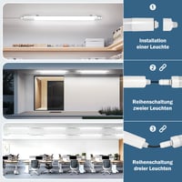 SNADER LED Prisadené svietidlo do vlhkých priestorov 150 cm, 48W 5280LM, 3000K/4000K/6500K, Prepojiteľné stropné svietidlo, IP65 vodotesné, Ultraslim, do garáže, pivnice, kúpeľne 3