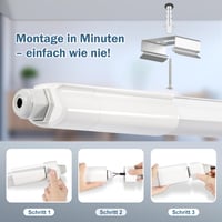 SNADER LED Prisadené svietidlo do vlhkých priestorov 150 cm, 48W 5280LM, 3000K/4000K/6500K, Prepojiteľné stropné svietidlo, IP65 vodotesné, Ultraslim, do garáže, pivnice, kúpeľne 6