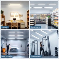 SNADER LED Prisadené svietidlo do vlhkých priestorov 150 cm, 48W 5280LM, 3000K/4000K/6500K, Prepojiteľné stropné svietidlo, IP65 vodotesné, Ultraslim, do garáže, pivnice, kúpeľne 7