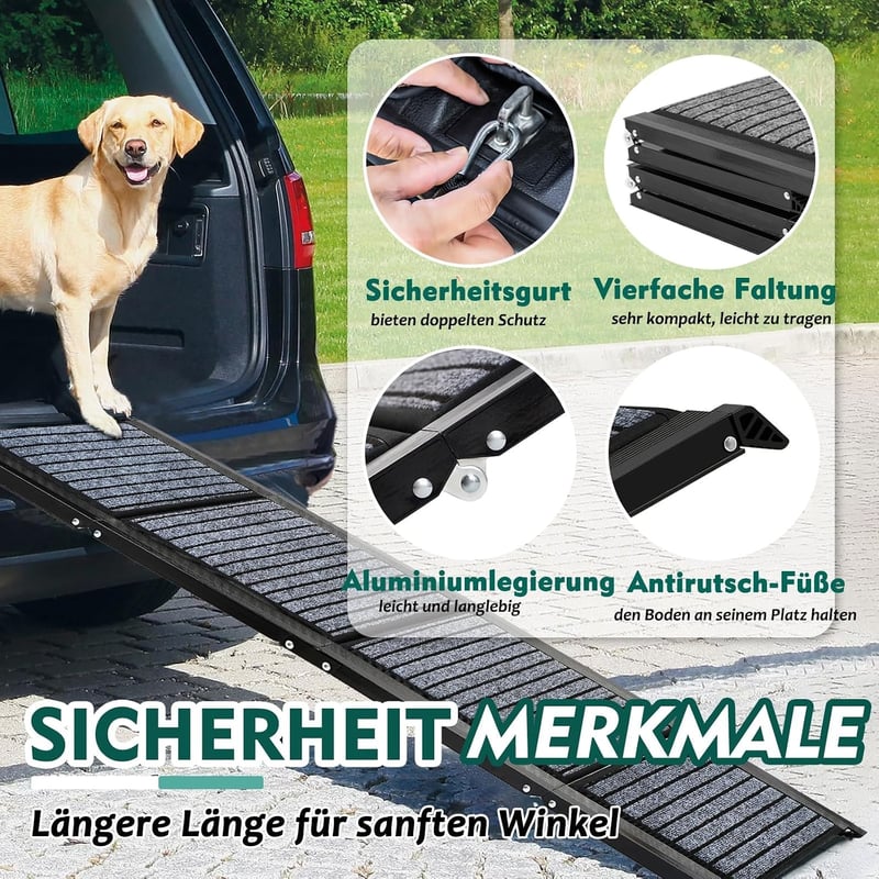 Snagle Paw 170 cm összecsukható kutyarámpa autóhoz csúszásmentes tapadós szőnyeggel teherautóhoz SUV-hoz 110 kg-ig