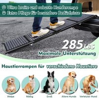 Snagle Paw 180 cm Összecsukható Kutya Rámpa - Extra Széles 50 cm, Csúszásgátló Szőnyeggel, 129 kg Teherbírású Alumínium Fellépő Idős, Sérült 4